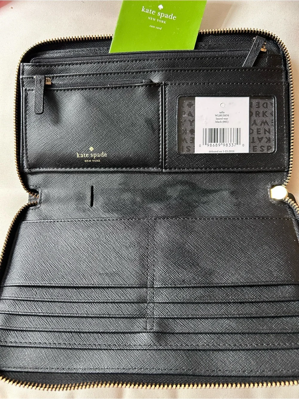 Kate Spade Talla Travel Wallet/clutch in Black Saffiano Leather